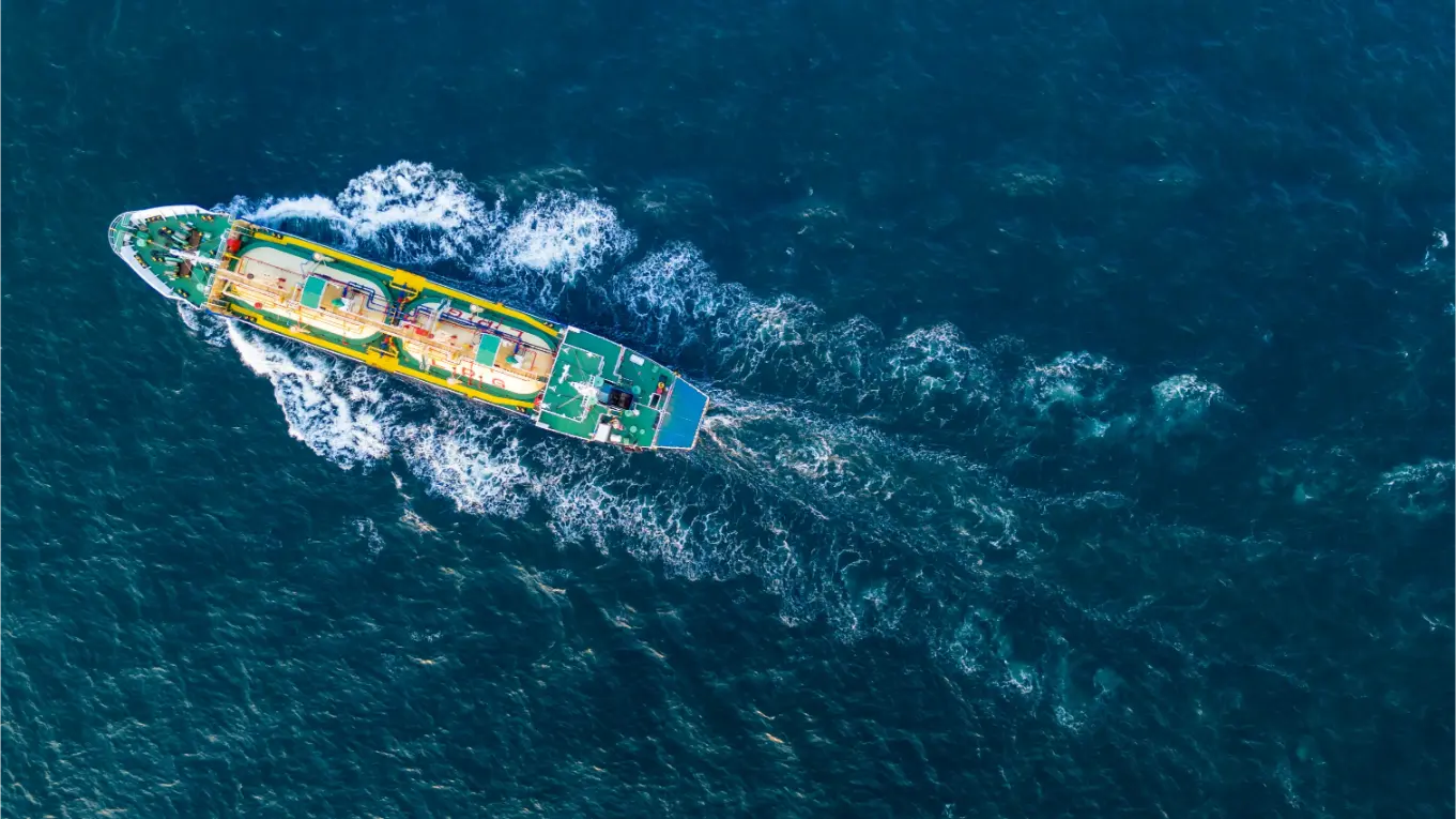An LPG carrier tanker ship navigating through open waters